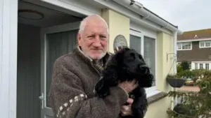A dog refused to leave the house before a mini tornado hit a Cornish village on 23 Jan 2025; its