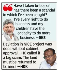 Union minister HD Kumaraswamy accused DK Shivakumar of corruption regarding the NICE Road