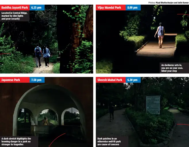 Delhi parks fail safety tests MAZE OF UNLIT TRAILS At Buddha Jayanti Park in Central Ridge