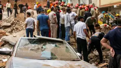 A building collapsed in Satya Niketan, prompting an investigation into its structural integrity