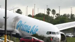 Video of the cargo jet's Sunday landing appears to show the Boeing 767 remaining airborne well
