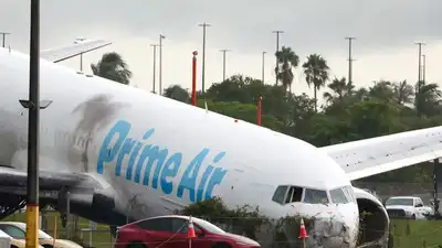 Video of the cargo jet's Sunday landing appears to show the Boeing 767 remaining airborne well