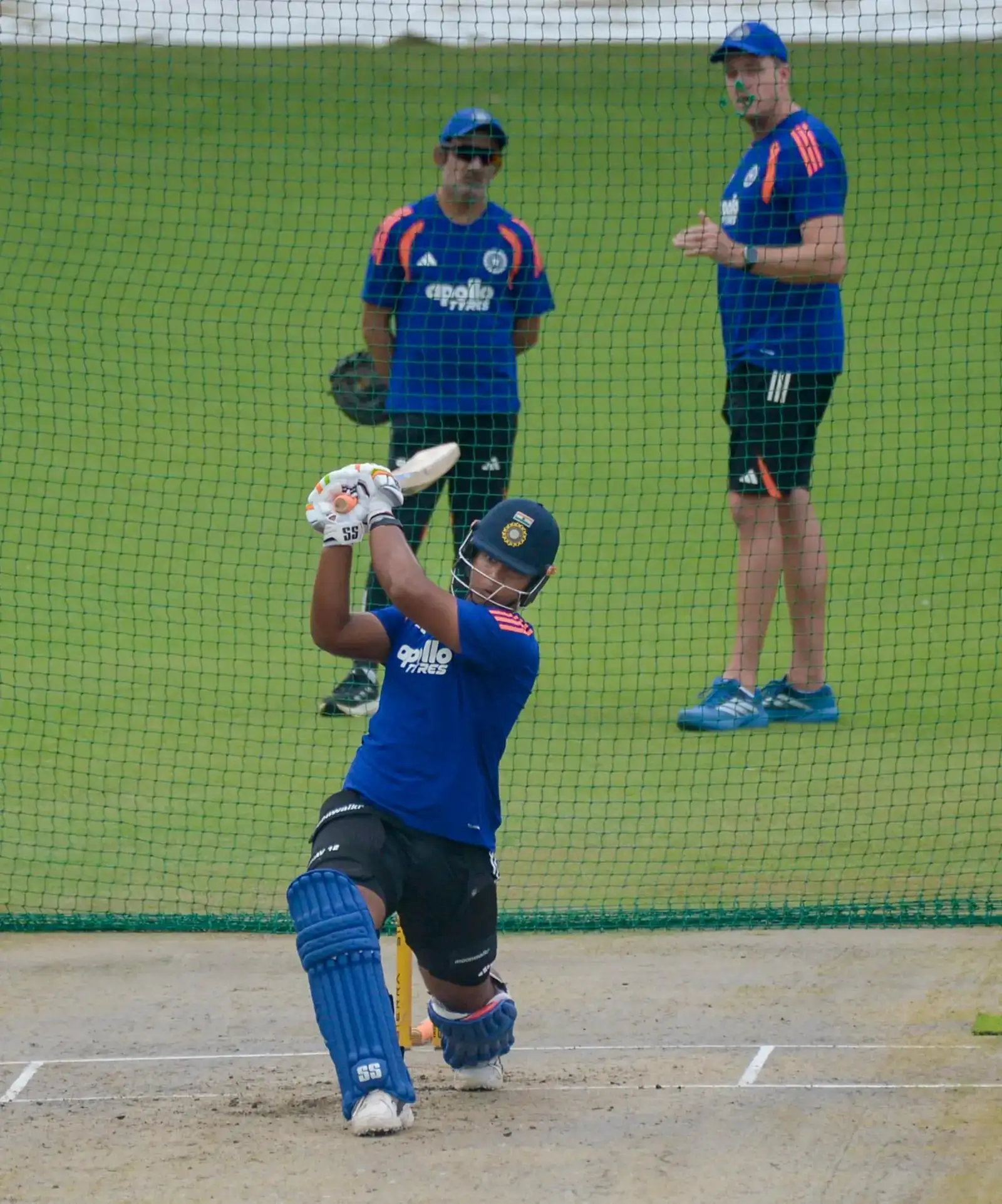 Gautam Gambhir with Vaibhav Sooryavanshi during practice session; Sanju Samson during the first