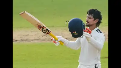 East Zone's captain Ishan Kishan celebrates his century on day 1 of the Duleep Trophy final