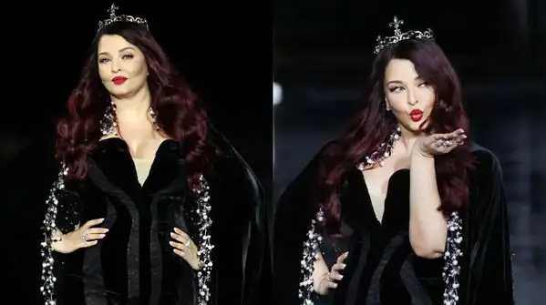 Aishwarya Rai Bachchan brought regal glamour to Paris Fashion Week in a dramatic Yara Shoemaker