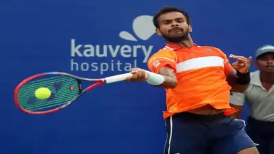 Sumit Nagal had just won a point with a lunging forehand retrieve to make it 5-5, 40-40