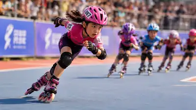 At a roller-skating competition in Wuhan, China, the young skater fell right at the start
