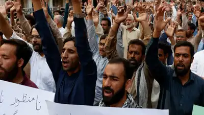 Pakistan’s finance minister Muhammad Aurangzeb separately warned that strikes, sit-ins, long