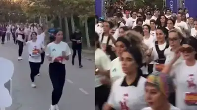 Videos of women taking part in a 10-kilometre road race in Tehran without wearing headscarves