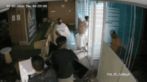 Masked men allegedly attacked the Trinamool Congress Camac Street office early Thursday
