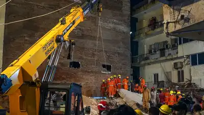 An adjoining building in Satya Niketan confronts demolition after a fatal collapse