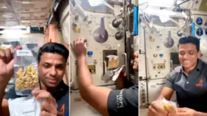 Sharing the video, Shukla wrote, “What’s for lunch when your restaurant is travelling at 28,000