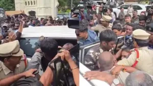 BRS leaders KTR, Harish Rao detained at Telangana Assembly gate during black T-shirt protest