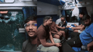 Watch: Stone shatters Nagpur-Mumbai Duronto Express window as passengers sit just inches away