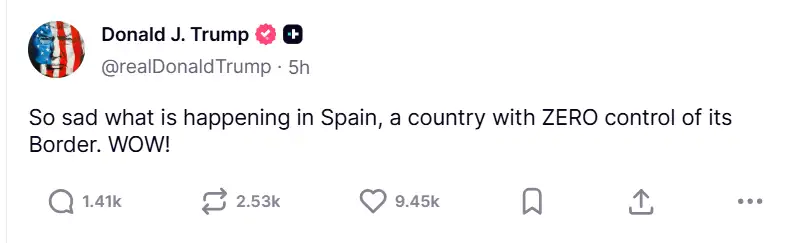 US president Donald Trump has on Saturday criticised Spain over the migrant crisis