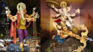 This year moortikar Arun Datte's unique balancing Ganesh is drawing large crowds to the lane