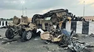 Two young men were killed and another seriously injured after their Range Rover travelling