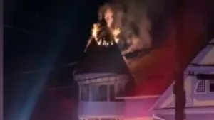 Lightning struck an 1890 Georgia mansion; its owners drove away unaware the turret was burning