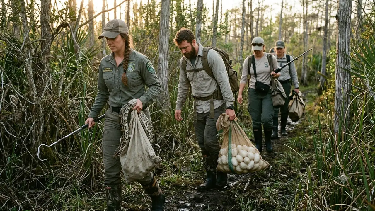 Florida's python team followed 40 tagged male snakes and ended the season with 177 Burmese pythons