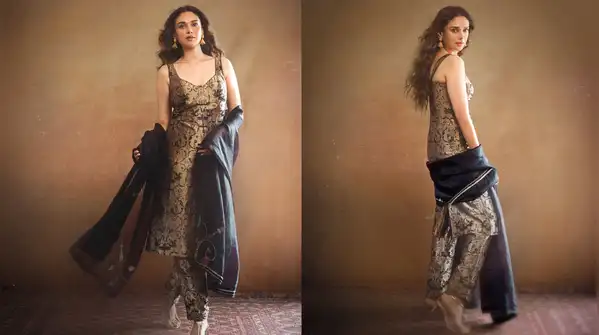 Aditi Rao Hydari's antique gold glam meets Siddharth's earthy charm for 'Lust Stories 3' promotions