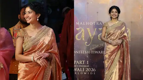 Sai Pallavi, who is portraying Sita, chose to wear a saree made of tissue silk in golden