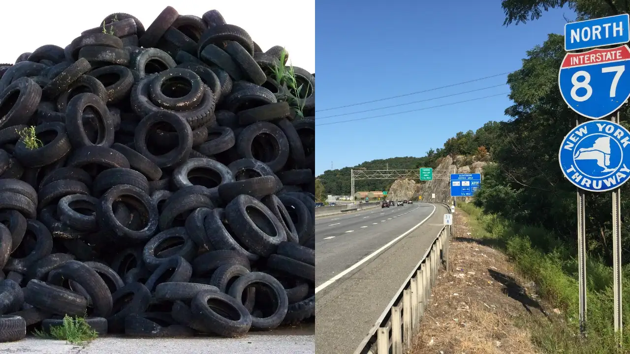 Discarded tyres, pictured for illustration, alongside I-87 in New: The wider industry impact