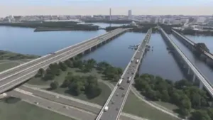 Built in 1950, the four-lane bridge carries roughly 90,000 vehicles every day and forms part