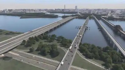 Built in 1950, the four-lane bridge carries roughly 90,000 vehicles every day and forms part