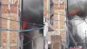 6 injured after people jump in panic from adjacent building as fire breaks out in Delhi factory