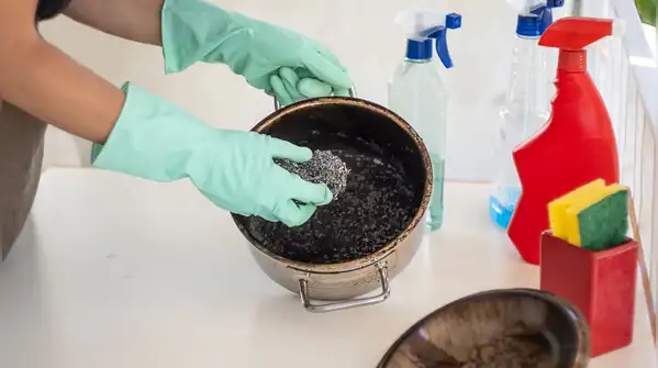 Soaking burnt food in hot water can effectively loosen stubborn residues