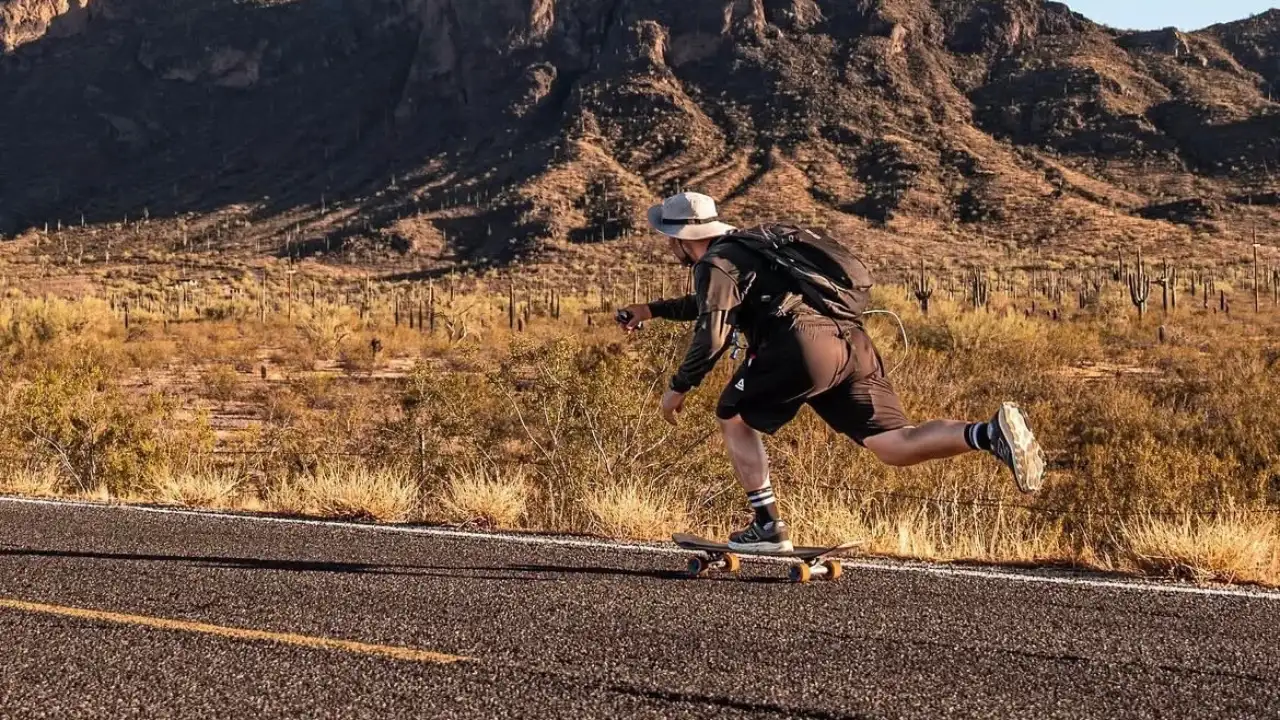 In 2026, a skateboarder left Venice Beach with a damaged knee; 39 days and more than 3,000 miles