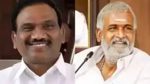 DMK leaders A Raja and P K Sekar Babu