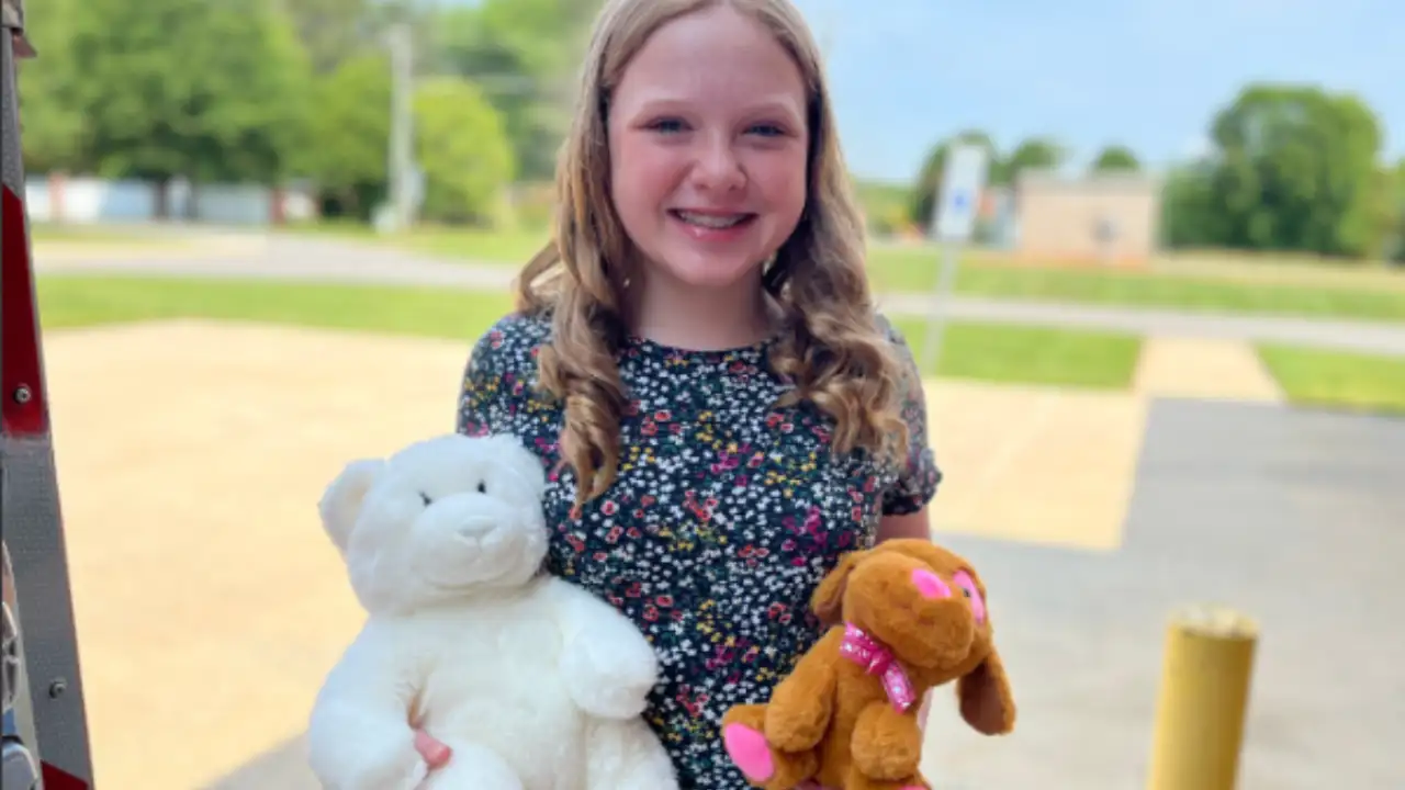 Over time, she collected 114 stuffed animals from thrift stores, cleaned and repaired them