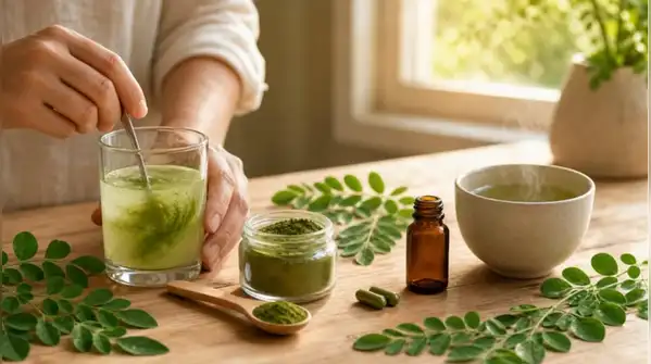 Once the moringa powder becomes part of a daily routine, its effects on skin and hair tend