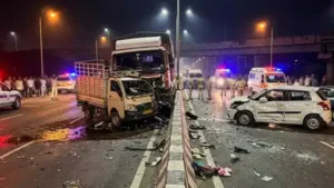Two people were killed and 12 others injured in a multi-vehicle accident on the Pune-Bengaluru