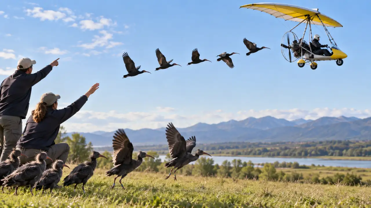 Image AI generated The first breakthrough came in 2007, when the Waldrappteam successfully flew