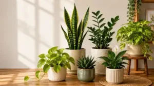 Compact indoor plants can add a refreshing touch of greenery to study desks and home office