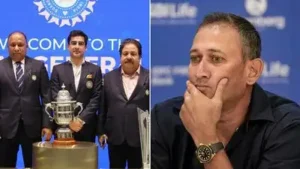 BCCI secretary Devajit Saikia, president Mithun Manhas, and vice president Rajeev Shukla were