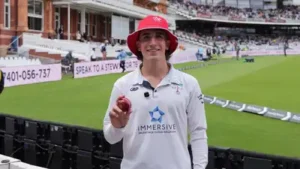 22-year-old English cricketer runs 100km (Image: X/BBC)