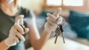 Start by spraying a light, even coating of white vinegar directly onto the keys, making sure it