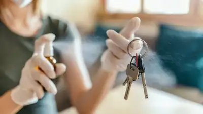 Start by spraying a light, even coating of white vinegar directly onto the keys, making sure it