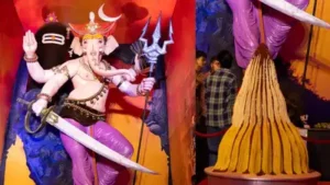 350kg sugar-free modak offered to 42ft Sakinakyacha Maharaja — Mumbai Ganeshotsav