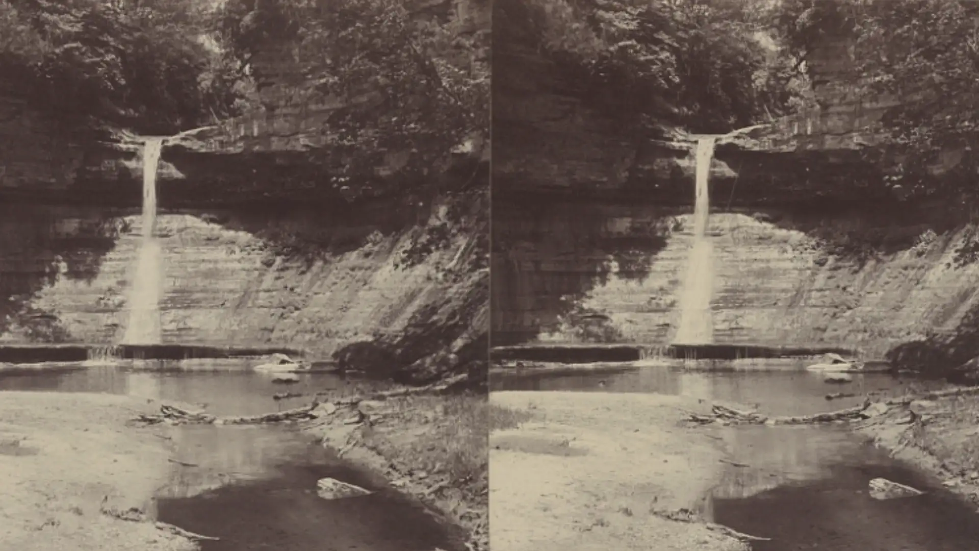 An Illinois waterfall and canyon photographed as a tourist attraction in 1903 remained largely