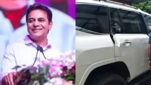 KT Rama Rao's car experienced a collision at Alugunuru junction