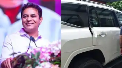 KT Rama Rao's car experienced a collision at Alugunuru junction
