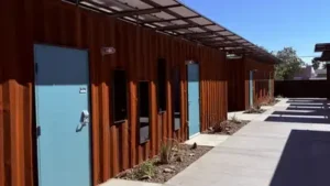 Phoenix turned shipping containers into 40 private transitional homes for homeless seniors; each