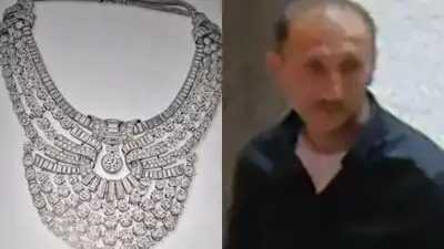 Two unmasked men stole a diamond-encrusted necklace worth more than $4 million from Vienna’s