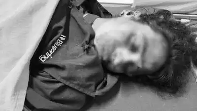 A 33-year-old woman, Pullamoni Radhika, died after a car hit her motorcycle