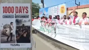 Opposition parties BJP and BRS have launched poster campaigns targeting the Telangana Congress