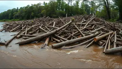 In 1880, Wisconsin's Chippewa River became a 7-mile wall of logs as: The wider industry impact